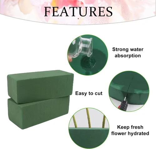 Miniatura 3 de LOMIMOS 10 piezas de ladrillos de espuma floral, suministros de bloques de floristería para arreglos florales de bricolaje 10 piezas mojadas