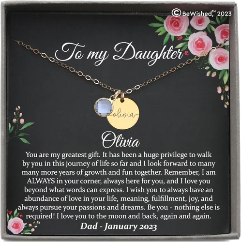 Miniatura 24 de Collar de hija relleno de oro de mamá o papá, collar clásico de perlas blancas con mensaje significativo, listo para regalar