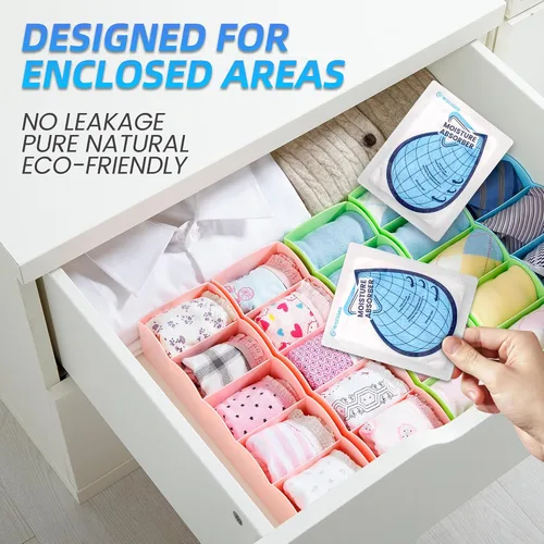 Miniatura 4 de Wisesorb 10 paquetes de 3.53 oz de absorción de humedad, bolsas deshumidificadoras para baños, sótanos, caravanas, paquetes de humedad para armario