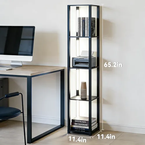 Miniatura 5 de RGBCW - Lámpara de pie LED inteligente y moderna con sincronización de música, lámpara de estante de esquina que cambia de color, lámpara de pie