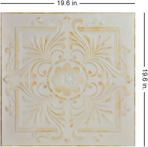 Miniatura 2 de À LA MAISON CEILINGS R14 - Azulejo victoriano de espuma para techo (128 pies cuadrados/caja), paquete de 48, oro blanco lavado