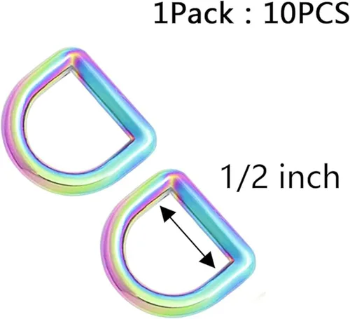 Miniatura 2 de Ganchos giratorios de metal arcoíris con anillos en D arcoíris y hebillas deslizantes para bolso de arco iris Tri-Glides Cierre giratorio arcoíris