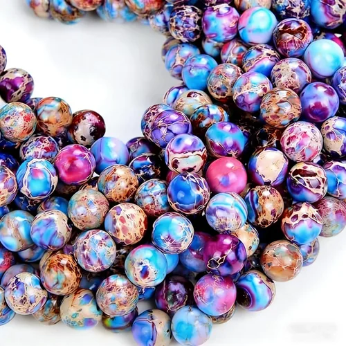 Miniatura 34 de Zenkeeper 108 cuentas de aventurina azul para hacer joyas de 0.315 pulgadas (0.315 in), piedras preciosas de aventurina azul sueltas