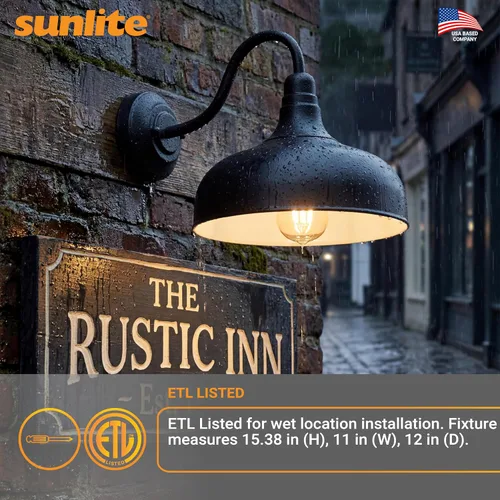 Miniatura 8 de Sunlite 81315-SU - Lámpara LED de cuello de cisne rústica, 30 vatios, 120 voltios, regulable, 700 lúmenes, vida útil de 50,000 horas, exterior
