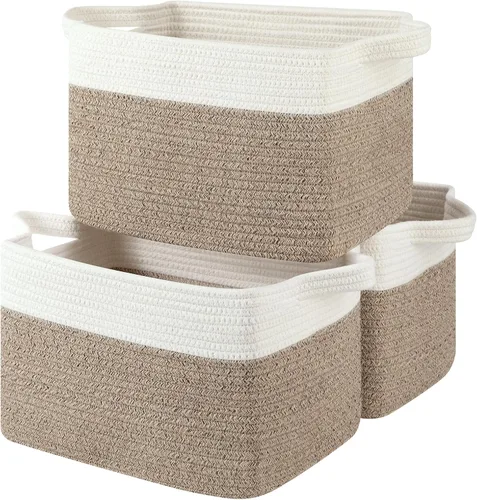 Miniatura 9 de OIASKET Cesta de almacenamiento para organizar, cestas tejidas para almacenamiento, cestas decorativas rectangulares para shleves, armario