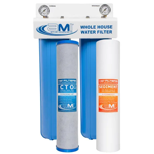 Miniatura 11 de Applied Membranes Inc. Sistema de filtro de agua de 2 etapas para toda la casa, 1 micrón y 5 micrones 4.5 pulgadas por 10 cartuchos de filtro