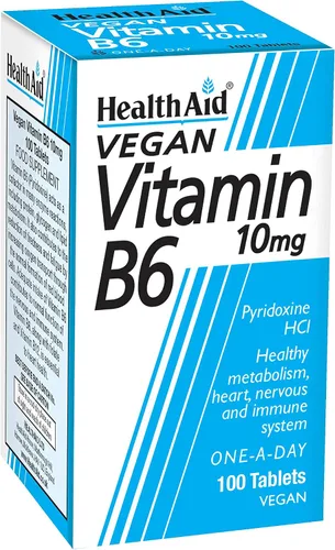 Health Aid Vitamina B6 (Piridoxina HCl) 10 mg 100 Tabletas