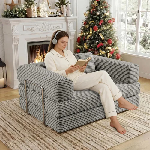 Miniatura 17 de Sofá cama convertible de 59.0 pulgadas, sofá cama futón 4 en 1, sofá cama extraíble, sofá cama sin hueso para sala de estar, sofás de pana sin hueso
