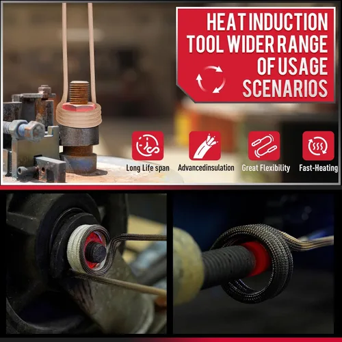 Miniatura 7 de Calentador de inducción de 1300 W 110 V, extracción de pernos, herramienta de calentador de inducción magnética de mano con 5 bobinas