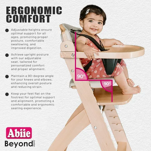 Miniatura 6 de Abiie Beyond Junior - Silla alta de madera con bandeja - Silla alta ajustable y convertible para bebés y niños pequeños - 6 meses a 250 libras