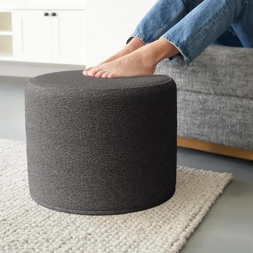 Miniatura 8 de ZICOTO Hermoso puf otomano Boucle y reposapiés - Eleva la decoración de tu sala de estar con comodidad ligera y encanto, un moderno poof relleno