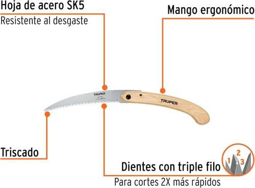 Miniatura 2 de TRUPER STP-12PL Sierra de podar plegable de 12