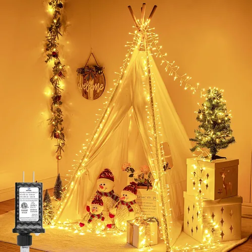 Miniatura 9 de Minetom Tira de luces de Navidad rosa y blanca, 25 pies, 500 luces LED para exteriores, impermeable, para dormitorio, patio, tapicería, patio