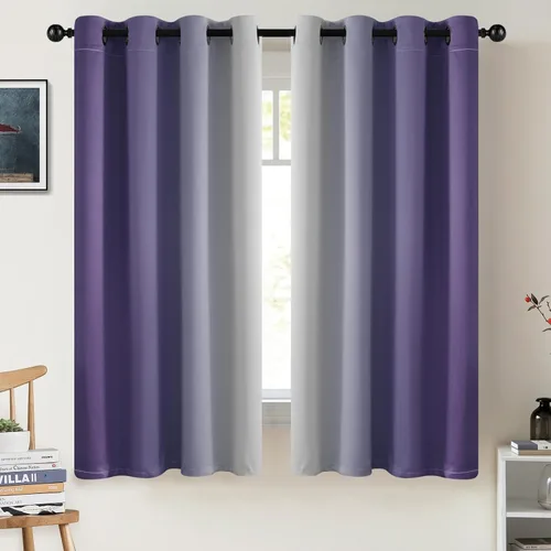 Miniatura 169 de COSVIYA Cortinas 100% Opacas Azul Degradado con Lazos Ajustables para Cocina Aislamiento Térmico Oscurecimiento de Habitación Cenefa con Bolsillo