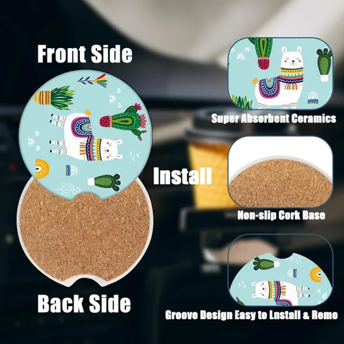 Miniatura 3 de Posavasos de automóvil – Posavasos de cerámica absorbente de plantas de alpaca, 2 unidades, posavasos para portavasos de automóvil, accesorios