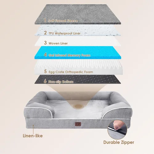 Miniatura 132 de EHEYCIGA – Cama ortopédica impermeable para perros pequeños, de espuma viscoelástica tipo caja de huevos, con bordes elevados y base antideslizante