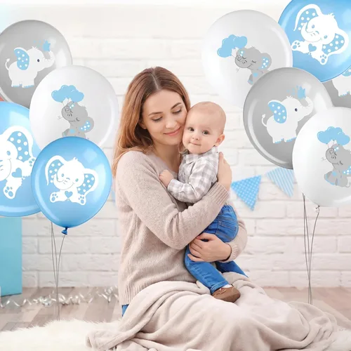 Miniatura 5 de Aoriher 45 globos de elefante de 12 pulgadas, globo de elefante para baby shower, para bebés, niños y niñas, revelación de género, suministros