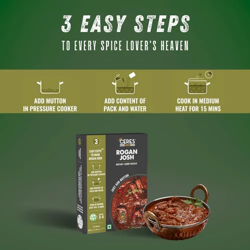 Miniatura 4 de Ceres Foods Indian Kashmiri Rogan Josh Instant Liquid Masala Salsa a fuego lento Famoso curry de cordero de Cachemira India Simplemente
