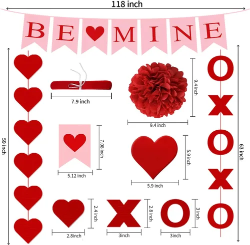 Miniatura 2 de 21 piezas de decoraciones para el día de San Valentín, decoración del día de San Valentín, premontadas, espirales de corazón colgantes Be Mine Love