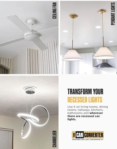 Miniatura 2 de The Can Converter R56 - Kit de conversión de luz empotrada para lata con medallón de techo plano de 7 pulgadas, mejoras para el hogar para latas