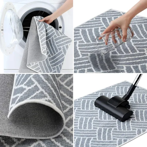 Miniatura 6 de SUSSEXHOME Diamond Collection - Alfombra de pelo bajo resistente de 2 x 3 pies, alfombra ultrafina y antideslizante, alfombra de interior de algodón