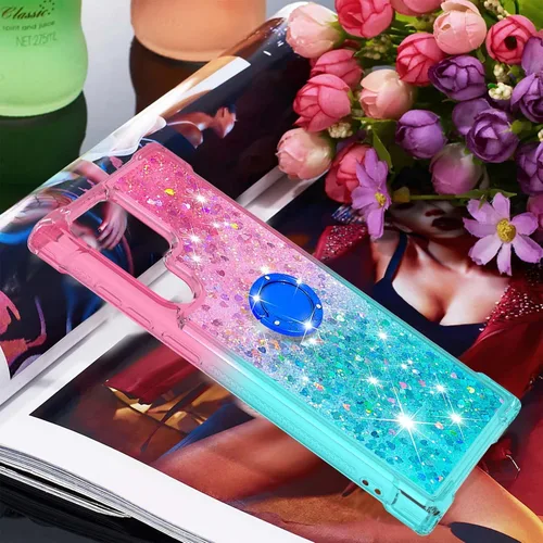 Miniatura 7 de Funda para Samsung Galaxy S22 Ultra, Gradient Quicksand Series Glitter Bling Flowing Liquid Flotante TPU Bumper Cushion Reforzado Corners Women