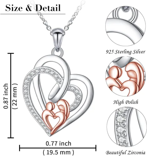 Miniatura 12 de Cadena de plata esterlina y dije de corazón y animal tierno con palabras grabadas, cadena de 18 pulgadas, para mujeres y niñas