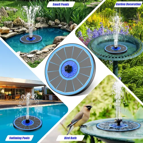 Miniatura 9 de SZMP Fuente solar de 3.5 W 2023 mejorada y bomba de fuente solar de 4 W para baño de pájaros, bomba de fuente solar con boquilla 7 en 1, 4 tubos