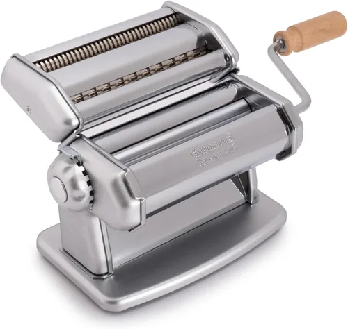Miniatura 10 de Máquina para hacer pasta Imperia - 100% fabricada en Italia, construcción de acero resistente, dial de bloqueo fácil, mango de agarre de madera
