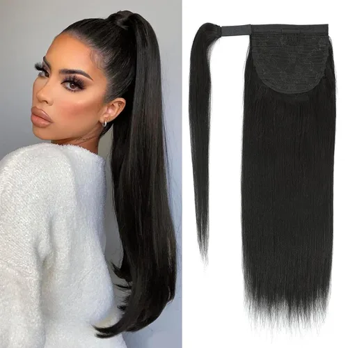 Miniatura 19 de Extensiones de cola de caballo con correa de cabello humano rizado, 100% cabello brasileño sin procesar, cola de caballo, pasta mágica con clip