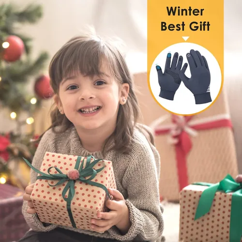 Miniatura 7 de AOTOW Winter Running Gloves for Kids - Kid Touch Screen Gloves Warm Thermal Mittens Anti-Slip Bike Soccer for Boys Girls - Gray