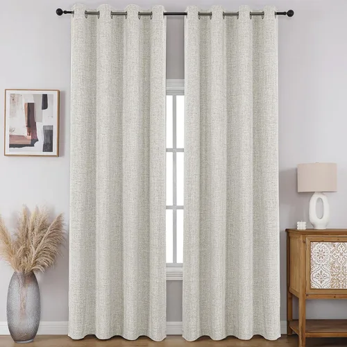 Miniatura 23 de CUCRAF - Juego de 2 paneles de cortinas de ventana con oscurecimiento total del 100%, de 54 pulgadas de largo, con aspecto de lino falso, cortinas