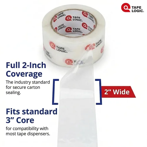 Miniatura 2 de Tape Logic 2" x 55 yardas de 2,6 mil de cinta adhesiva acrílica transparente (paquete de 6) Rollos de cinta adhesiva resistente para sellar cajas