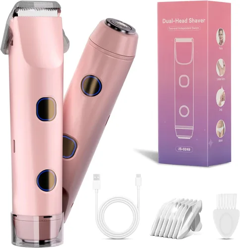 Miniatura 7 de 2-in-1 Bikini Trimmer for Women, Bikini Shaver with Dual Heads, Body and Facial Hair Removal, Cordless Rechargeable Electric Razors for Face Chin