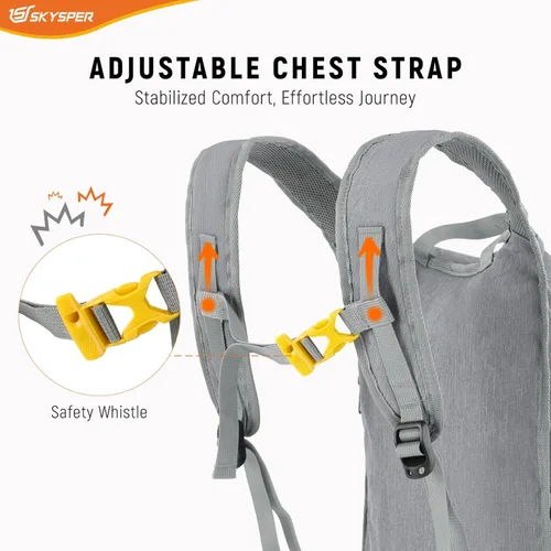 Miniatura 4 de SKYSPER Mochila de senderismo plegable de 15L/20L, mochila de viaje plegable ligera con correa para el pecho, paquete plegable pequeño para caminar