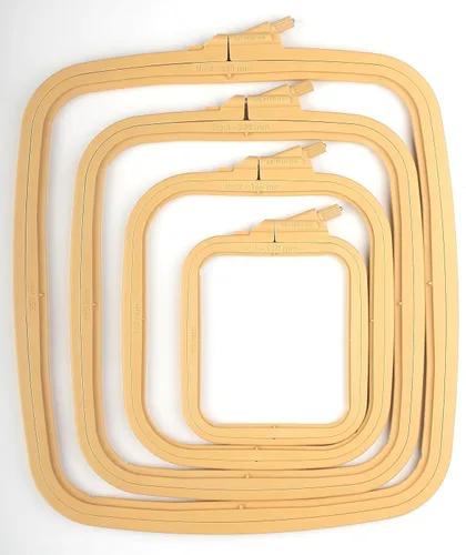 Miniatura 12 de Nurge 5 aros cuadrados grandes de plástico para bordar, aro de costura cruzada, aro de aguja perforadora, multicolor