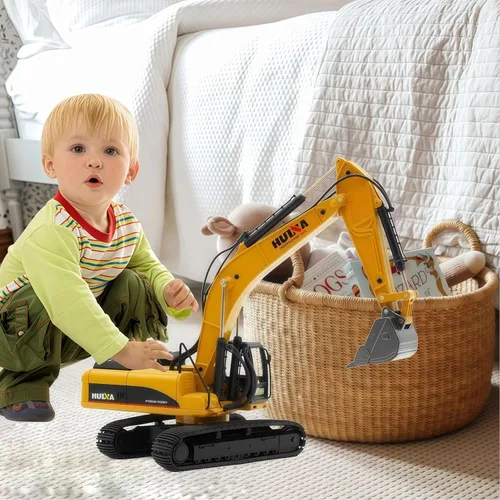 Miniatura 5 de Qcar Excavadora grande para vehículos de construcción, excavadora hidráulica de aleación resistente, escala 1:40, camión de juguete para niños de 8