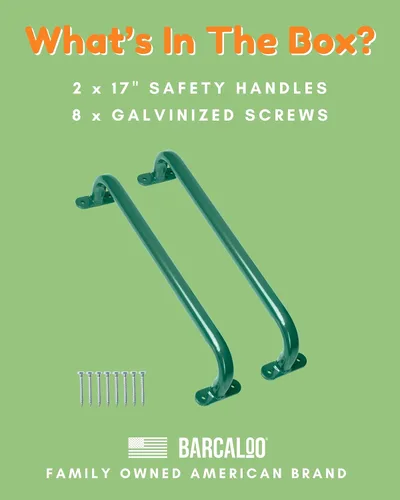 Miniatura 4 de Accesorios de patio de recreo de 17 pulgadas, asas de seguridad de metal, barras de agarre largas verdes para escaleras, gimnasio de la selva