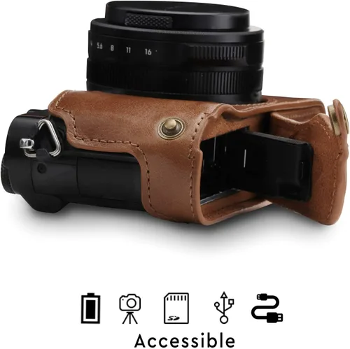 Miniatura 6 de Megagear MG1563 Panasonic Lumix Dc-Lx100 Iı Ever Ready Cámara De Cuero Genuino Media Caja Y Correa - Negro
