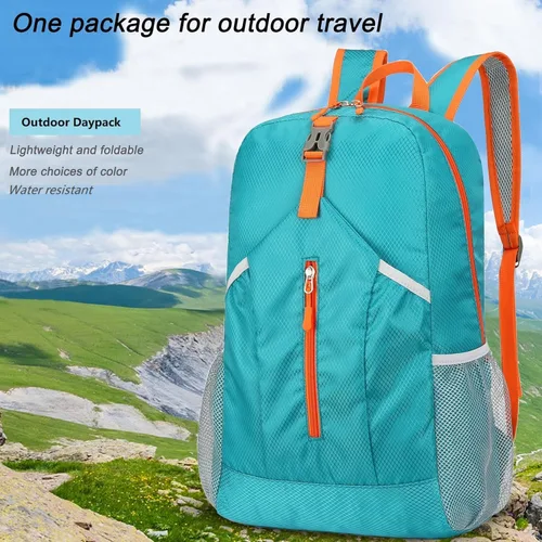 Miniatura 8 de levayhill Mochila de senderismo plegable de 25 L, ligera, plegable, básica, plegable, resistente al agua, para viajes, hombres y mujeres, camping