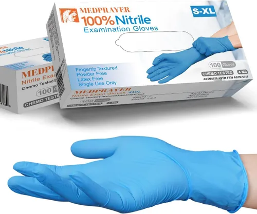 Miniatura 7 de Guantes de examen de nitrilo sin látex y sin polvo, guantes desechables para limpieza, seguros para alimentos, uso médico, 4 mil