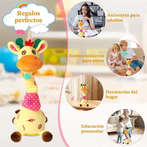 Miniatura 9 de Jirafa de Peluche Bailarina Juguetes para Bebé Cantando Canciones Juguete para Niños Pequeños Repite Lo Que Dices Juguete Musical Brillante