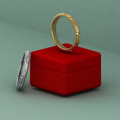 Miniatura 4 de Anillo de boda grabado con filigrana victoriana de 0.118 in hecho a mano