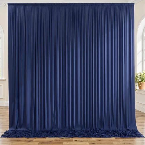 Miniatura 128 de Cortinas de telón de fondo granate de 10 pies x 10 pies sin arrugas para fiestas, 2 paneles de cortinas de telón de fondo de poliéster sedoso