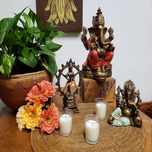 Miniatura 8 de Ganesha - Cabeza de elefante y cuerpo humano que elimina obstáculos del camino de uno, decoración de dormitorio, oficina en casa, estatua Rojo