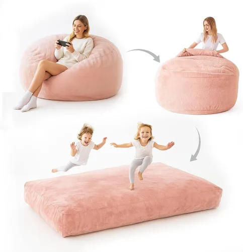 Miniatura 33 de Puf de 3 pies, puf con relleno, espuma viscoelástica altamente resistente, puf redondo de felpa, mueble para sala moderna, silla de lectura de ocio