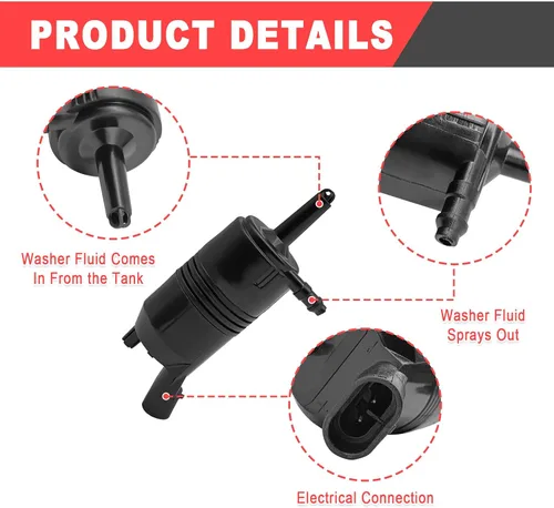Miniatura 2 de Bomba de limpiaparabrisas delantero con ojales, compatible con Chevy, Blazer 87-05, C2500/3500 88-00, SiIverado 1500 99-07, Slerra 3500 2001-2006
