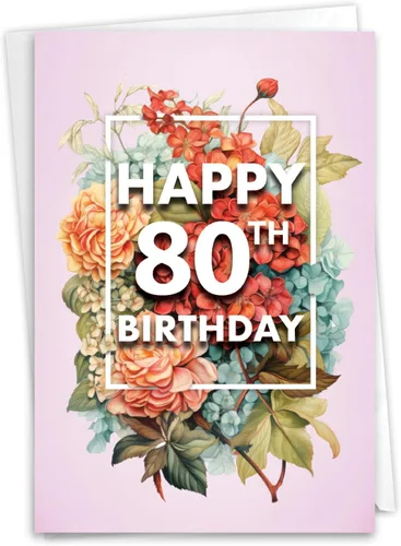 Miniatura 18 de NobleWorks - Tarjeta de cumpleaños número 80 divertida - Celebración de 80 años, tarjeta de humor de hito para abuelos, padres - Ecuación de edad 80