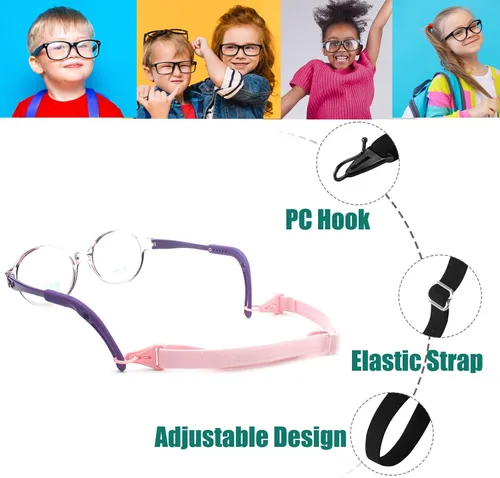 Miniatura 6 de OPUGIT Correa ajustable para lentes para niños, retenedor de gafas deportivas sin cola, banda duradera para gafas de sol para niños y niñas