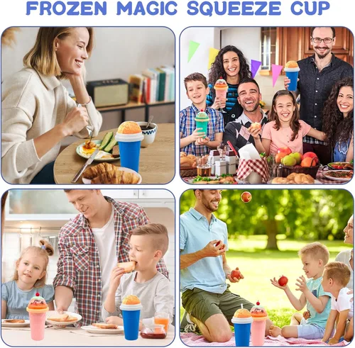 Miniatura 7 de FANS-ONE Taza de Granizado, Juego de 3 Tazas Mágicas Congeladas de Granizado, Taza Reutilizable para Hacer Granizado de Jugo, Helado, Leche, Yogur